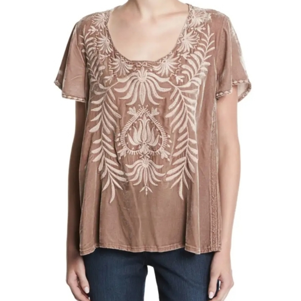 Johnny Was Silk rayon velvet top